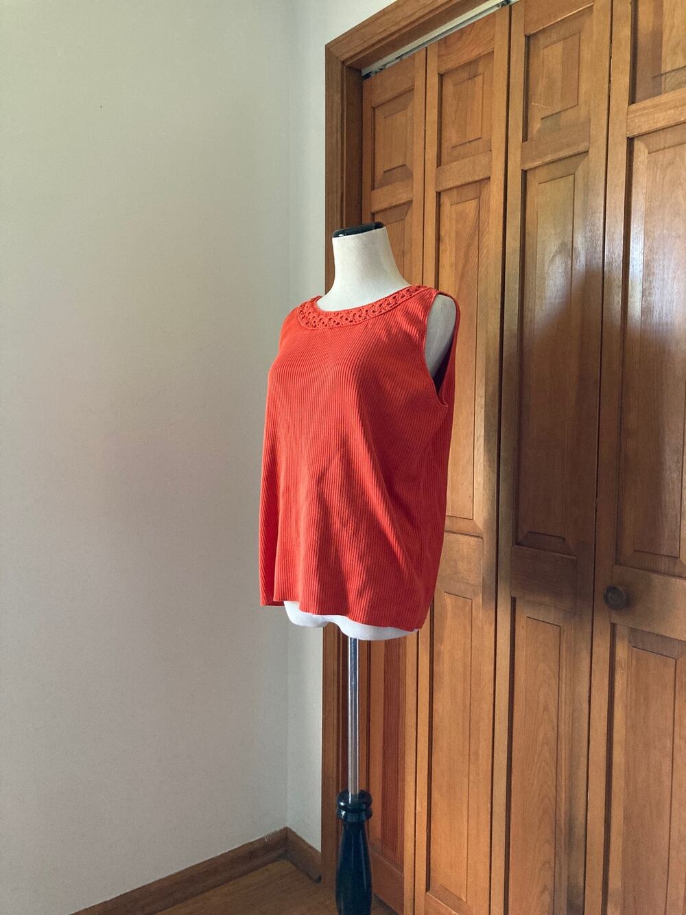 Valerie Stevens Orange Stretch Pullover Silk/Cotton Blend Top, Size 1X